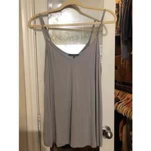 Grey Spaghetti Strap Flowy V-neck Tank Top